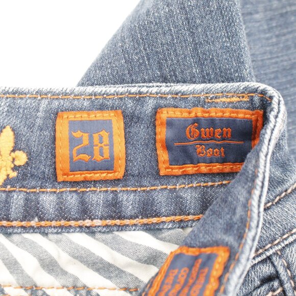 Rock Revival Jeans Womens 28 Gwen Boot Blue Flap Thick Stitch Low Rise Denim - Picture 10 of 14